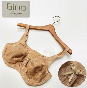 /D75/ Gino Lingerie モカ ブラジャー タグ レディース リボン フェミニン エレガント上品 大人可愛い下着 ベージュ日本製 ジーノ