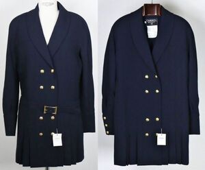 VINTAGE CHANEL wool coco coat jacket SIZE 34 シャネル ココマーク ウール プリーツ コート ジャケット b9020