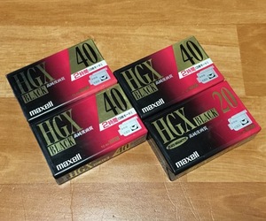 ◆VHS-C◆(未開封) maxell HGX BLACK ビデオカセットテープ 4本セット(40x3, 20x1)◆