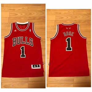 美品☆adidas製／NBA BULLS・シカゴ ブルズ　JPサイズM #1.ROSE デリック・ローズ ユニフォーム　バスケタンクトップシャツ LENGTH+2 /Nike