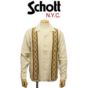 Schott (ショット) 3120005 2TONE ツートーン L/S SHIRT ロングスリーブシャツ 362(03)IVORY XL