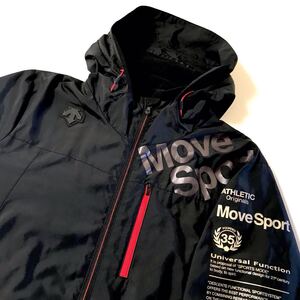 美品☆DESCENTE MOVE SPORT EKS PLUS THERMO/デサントムーブスポーツ☆ウインドブレーカー☆裏地付き/防寒/ジャケット/ジャージ/黒/L