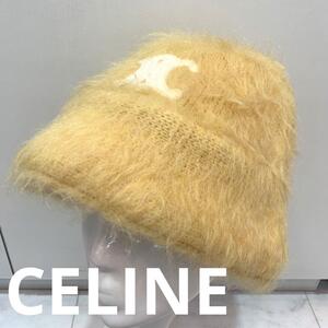 ☆ほぼ未使用☆CELINE トリオンフロゴ バケットハット 帽子 モヘア