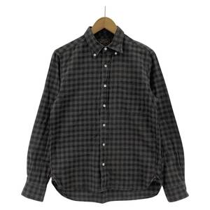 ゆうパケットOK BEAMS ビームス チェック 長袖シャツ sizeS/ダークグレー×ベージュ系