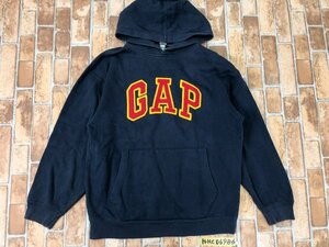 GAP ギャップ キッズ ビッグロゴ スウェットプルパーカー L グレー紺 綿ポリエステル