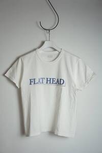 正規 THE FLAT HEAD フラットヘッド ロゴ プリント 半袖 Tシャツ カットソー 白 サイズ36 本物 418O