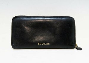 【質】★USED品★ブルガリ/BVLGARI 　ラウンドファスナー　長財布　ブラック★