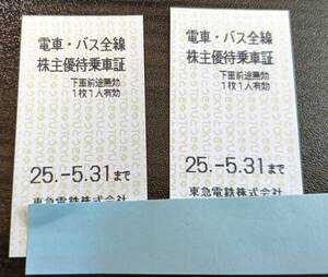 １円スタート　東急電鉄　株主優待　電車・バス全線乗車証　２枚　２５年５月３１日まで　鉄道　