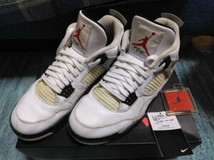 黒タグ AIR JORDAN Ⅳ RETRO OG WHITE/FIRE RED-BLACK-TECH GREY エアジョーダン 4 840606-192 白黒灰 セメント 国内正規品 US9.5 27.5cm