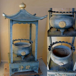 時代市場■寺院引取品■青銅製 屋根付外置香炉 万灯・浄財箱付■引取・チャーター便限定■寺院仏具・金工品・仏像・仏教美術