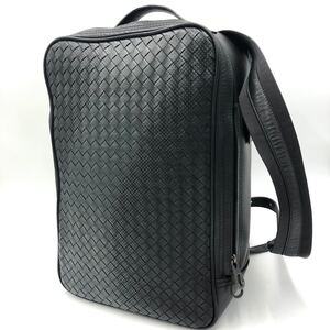 1円【極美品】BOTTEGA VENETA ボッテガヴェネタ イントレチャート リュックサック バックパック ビジネスバッグ レザー 本革 ブラック 黒