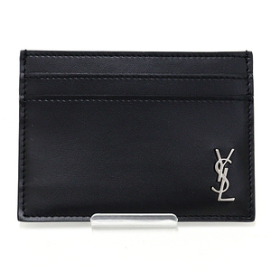 サンローラン SAINT LAURENT カードケース タイニーカサンドラ マットレザー メタル 607603 ブラック シルバー金具 未使用品