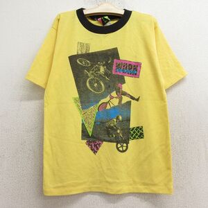 古着 半袖 ビンテージ Tシャツ キッズ ボーイズ 子供服 90s 自転車 クルーネック 黄他 イエロー 24jul24