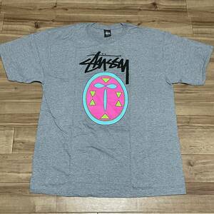 【XL】USA正規品 Stussy ステューシー STOCK MASK 半袖 Tシャツ ショーンフォントロゴ 背番号4 ヘザーグレー 西海岸 ストリート (47)