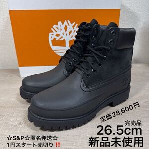 1円スタート売切り 新品未使用 26.5cm US8.5 Timberland HERITAGE 6IN BOOT ティンバーランド 6インチ ブラック プレミアム 防水 ブーツ