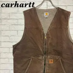 【貴重】カーハート Carhartt ダックベスト ボア裏地 ダークブラウン L