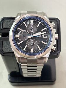 CASIO カシオ Classic Line OCW-T4000-1AJF OCEANUS オシアナス マルチバンド6 タフソーラー電波 腕時計 シルバー メンズ　ブルーブラック