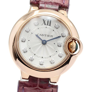 カルティエ CARTIER WJBB0019 バロンブルー 11Pダイヤ K18PG クォーツ レディース _823487