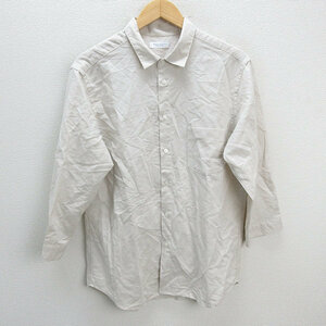 z■ユナイテッドアローズ/UNITED ARROWS B＆Y 七分袖リネンシャツ【XL】薄ベージュ/men