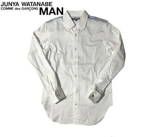 JUNYA WATANABE MAN ストライプ ダブルカフス ホワイト ラウンドカラー ドレスシャツ ジュンヤワタナベマン コムデギャルソン