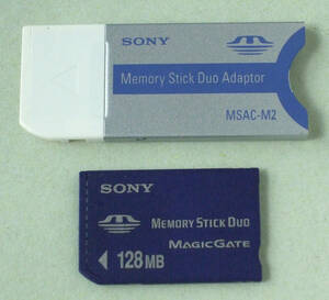 送料無料 SONY ソニー 純正 MEMORY STICK メモリースティック Duo 128MB MSH-M128 アダプタ付き MSAC-M2 日本製 MADE IN JAPAN 即決！