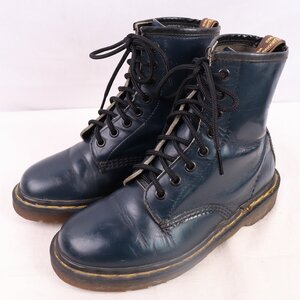 英国製 ドクターマーチン UK4/22.5cm-23.0cm/8ホール 紺 ネイビー イングランド製 ブーツ dr.martens レディース 古着 中古 dh4131