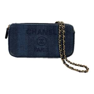 箱 保存袋 ギャランティカード 鑑定書 付 CHANEL シャネル ドーヴィル デニム チェーンウォレット　ショルダーバッグ 2WAY ブルー