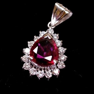 F3625 売り切り！タイの美しきGIA RED 美しいルビー１.１０ct ナチュラル絶品ダイヤ０.２５ct 最高級Pm900無垢トップ 2.33G 19.66x10.59mm