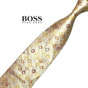 HUGO BOSS ネクタイ パターン柄 ベージュ系 ヒューゴボス USED メンズ服飾小物 中古 t730