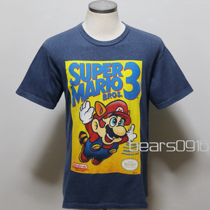 アメリカ購入 ネオヴィンテージ USED品 NINTENDO SUPER MARIO BROS 3 スーパーマリオブラザーズ 3 グラフィックプリント Ｔシャツ 杢紺 Ｍ