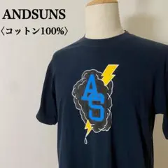 アンドサンズ　コットン100%Tシャツ　ネイビー　紺　L メンズ　日本製　綿