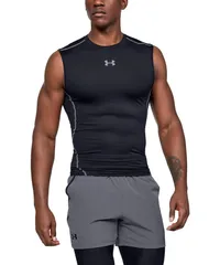 [アンダーアーマー] UA HEATGEAR ARMOUR SLEEVELESS Mens メンズ 001 日本 XL (日本サイズXL相当) [Black / Steel] [XL]