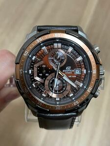 2原【1円スタート】【美品】CASIO EDIFICE EFR-539L-5A カシオ エディフィス 腕時計 クォーツ アナログ メンズ ブラウン 稼働品