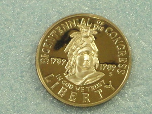 1989年　アメリカ　「連邦議会200周年記念」　50セント白銅貨/S
