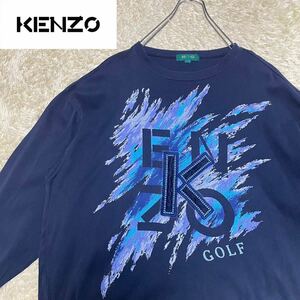 希少 KENZO ケンゾー デカロゴ刺繍 スウェット プルオーバー ネイビー XXL