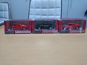 【未開封/現状品】KiNSMART ミニカー３台セット/Lamborghini Gallardo/Porsche Cayman S/Porsche Carera GT