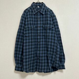 UNIQLO ユニクロ チェック柄 ネルシャツ 長袖 【M】 ブルー系 メンズ チェック柄 コットン100%