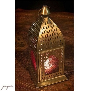 モロッコ スタイル テーブル キャンドルスタンド M レッド LED キャンドル付き キャンドルホルダー キャンドル ディスプレイ 雑貨
