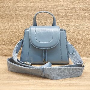 ◇ ◎ ZARA ザラ ２WAY ゴ－ルドチェ－ン マグネットボタン シンプル ショルダ－バッグ ブル－系 レディース E