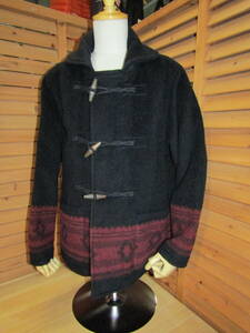 M1△468【RADIALL ラディアル】日本製 RAD-15AW-JK007 CHEVY COAT ダッフルコート ジャガード メルトン ブラック系 38 定価69,300円