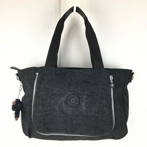 KIPLING/キプリング　トートバッグ　黒/ブラック　マスコットチャーム付き/ゴリラ　管NO.xB14-36