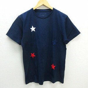 Q■17SS■ソフネット/SOPHNET STAR EMBROIDERY TEE ワッペンTシャツ■紺【 S 】MENS/27【中古】