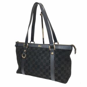 Gucci グッチ トートバッグ GG柄 レザー×スエード 黒 141470 213317