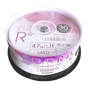 【360枚セット(30枚×12セット)】 Lazos 録画用DVD-R L-CP30PX12 /l