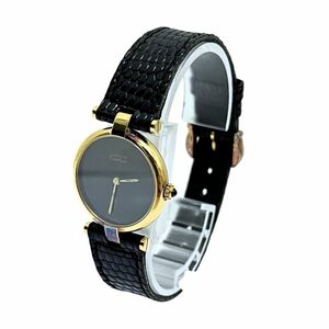 Cartier カルティエ 腕時計 マスト ヴァンドーム クォーツ シルバー925 黒文字盤 レディース 収納袋付属 稼働品 【良品】 22405K297
