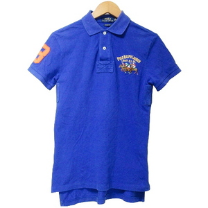 ポロ ラルフローレン POLO RALPH LAUREN ポロシャツ 半袖 鹿の子 トリプルポニー 刺? カスタムフィット XS 165/88A 青 ブルー X メンズ