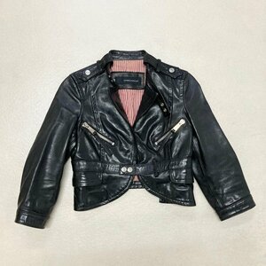 ●DSQUARED2 ディースクエアード レザージャケット 革ジャン ライダース アウター イタリア製 ブラック サイズ38 レディース 0.85kg●