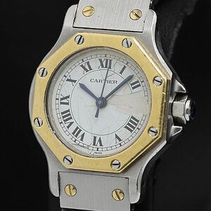 1円 カルティエ サントスオクタゴンSM AT/自動巻き YG×SS 白文字盤 レディース腕時計 TCY0021010 6ERT