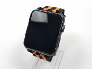 apple watch 42mm用 ナイロン製ミリタリーストラップ バンド ベルト nato風 黒オレンジ ストライプXブラック