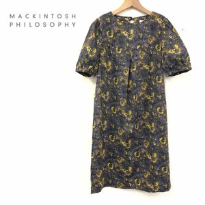 G456-J◆MACKINTOSH PHILOSOPHY マッキントッシュ フィロソフィー 総柄半袖ワンピース◆サイズ38 レディース フラワーモチーフ コットン